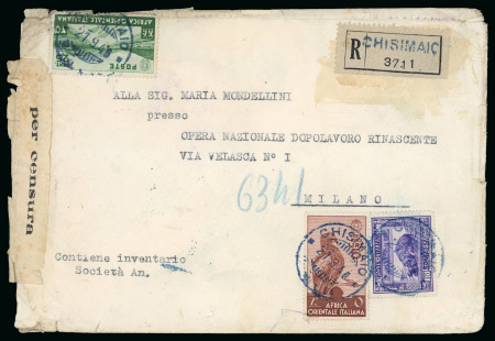Stamp of Italy » Italian Colonies and Possessions » Somalia 1940, affrancatura mista molto rara comprendete due valori alti da 5 l. e 10 l. 
