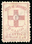 1897, Cooperativa G. Vitta & Co., 1 c. rosso, con indirizzo, prova ed esemplare nuovo