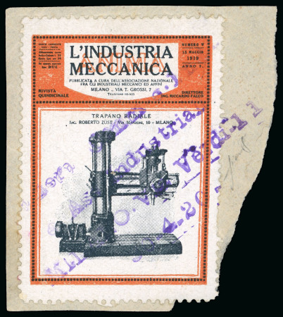 Stamp of Italy » Corrieri di Milano 1920, Camera di Commercio e Industria, l'unica marca senza valore usata