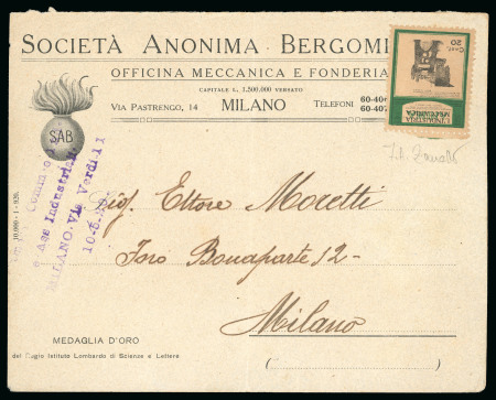 Stamp of Italy » Corrieri di Milano 1920, Camera di Commercio e Industria, 20 c. verde su busta per città