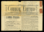 1893-1900, tre giornali viaggiati in Italia con bolli diversi compreso uno con rara affrancatura multipla