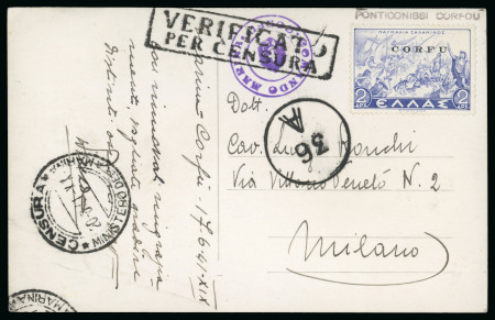 Stamp of Italy » Italian Occupations WWII » Corfu 1941 (June 17) Postcard with neat small cachet from the Italian Navy and with 2d