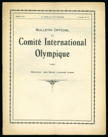 1931 "Bulletin Officiel du Comité International Olympique", no.17 March 1931