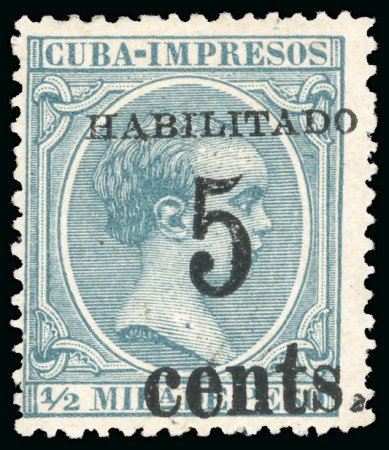 Stamp of United States » U.S. Possessions » Puerto Príncipe 1898 5c on 1/2m blue-green, second printing, position 2,mint