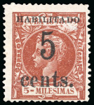 Stamp of United States » U.S. Possessions » Puerto Príncipe 1898 5c on 5m orange-brown, second printing, position 2, mint, lightly hinged,