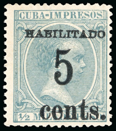 1898 5c on 1/2m blue-green, second printing, position 2, mint, 