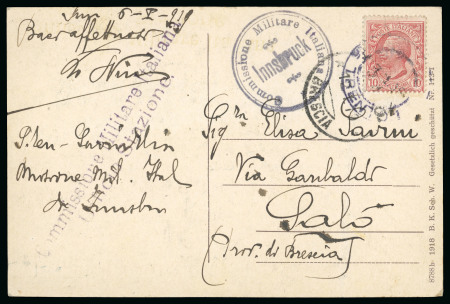 Stamp of Italy » Missions, Post Offices and Postal History Abroad » Austria 1919 Two postcards to Italy from two Italian humanitarian commissions in Innsbruck