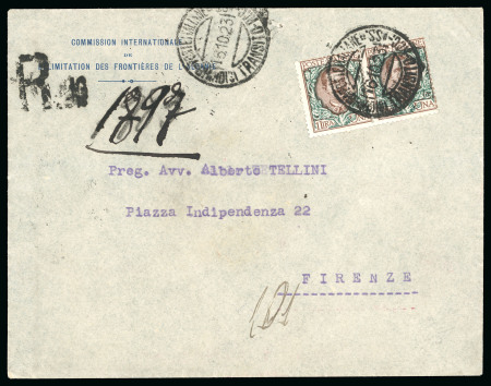 Stamp of Italy » Missions, Post Offices and Postal History Abroad » Albania 1923 (Oct) Registered cover sent by Gen. Tellini, Commander of the Boundary Commission between Albania and Greece