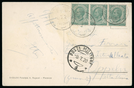 Stamp of Italy » Missions, Post Offices and Postal History Abroad » Plebiscite of Upper Silesia 1920 (April-July) Two postcards showing P.M. 1 cds, including a rare incoming mail