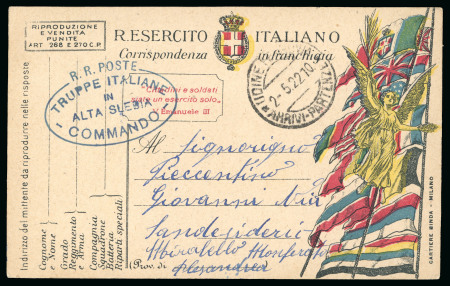 Stamp of Italy » Missions, Post Offices and Postal History Abroad » Plebiscite of Upper Silesia Italian free-postage military postcard with "R.R. Poste/Truppe Italiane/In/Alta Slesia/Commando"