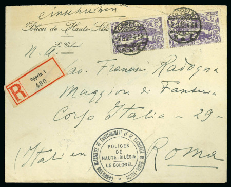Stamp of Italy » Missions, Post Offices and Postal History Abroad » Plebiscite of Upper Silesia 1922 Two registered covers from Oppeln from the Police of the Interallied Commission