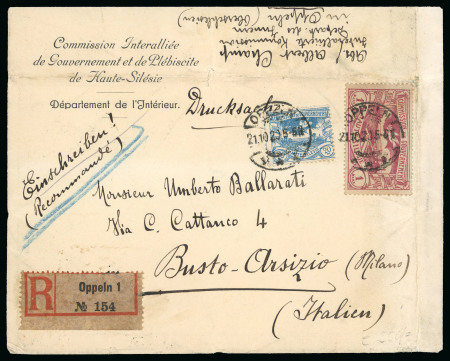 Stamp of Italy » Missions, Post Offices and Postal History Abroad » Plebiscite of Upper Silesia 1920 A very rare registered printed matter mail from teh Interallied Commission