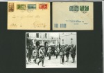 1935 Four items including one menu with illustrated tank, photo with Mussolini, etc
