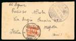 1934-35 Small envelope and postcard showing "Comando Truppe Italiane nella Saar", one taxed