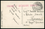 1934-35 Small envelope and postcard showing "Comando Truppe Italiane nella Saar", one taxed