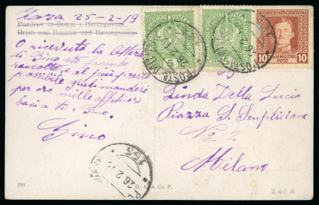 Stamp of Italy » Italian Occupations WWI » Dalmazia 1919, cartolina della P.M. 153 di Zara che ha accettato un'affrancatura austriaca