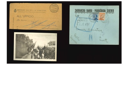 Stamp of Italy » Italian Occupations WWI » Dalmazia 1919, raccomandata del 31.1 da Sebenico per Trieste tramite l'ufficio italiano