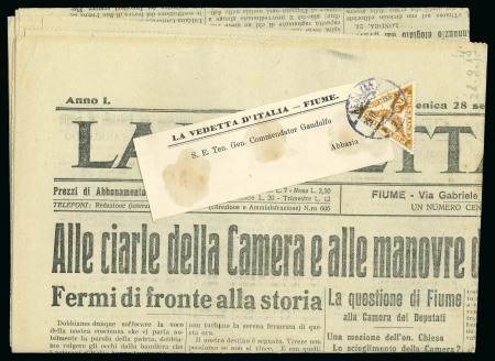 Stamp of Italy » Italian Occupations WWI » Fiume 1918-19, una fascetta da giornale ed un giornale affrancati