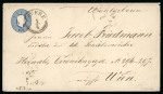 1861, 15 s. azzurro, intero postale da Revere del 1° aprile per Vienna