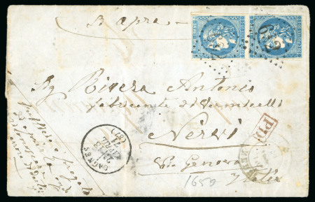 1871, Lettre de Cagnes (Alpes-Maritime) pour Nervi