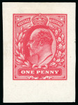 1911 1d Colour trial in rose red for the proposed colour of the Georgian issue, imperforate