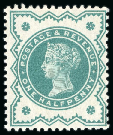 1900 Jubilee 1/2d colour trial in blue-green (issued colour) on unwatermarked paper