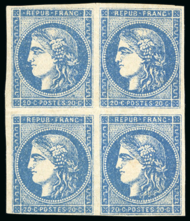 1870, Bloc de 4 neuf Émission de Bordeaux 20c Type