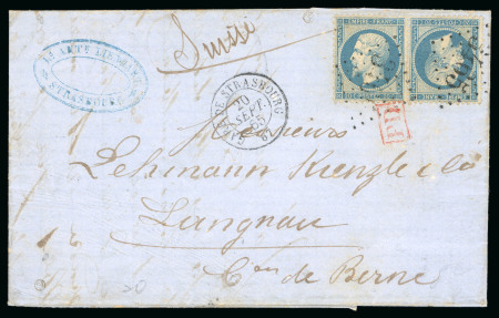 1862, Lettre du 10 Septembre de Strasbourg (cachet de gare)