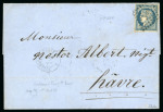 1861, Cérès 25 bleu cachet d'ambulant BP1° sur lettre