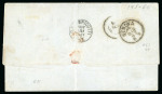 Stamp of United States 1867 (Nov 30). Cover from New York to Genoa, with 1861-62 1c and 10c (2), carried by French ship