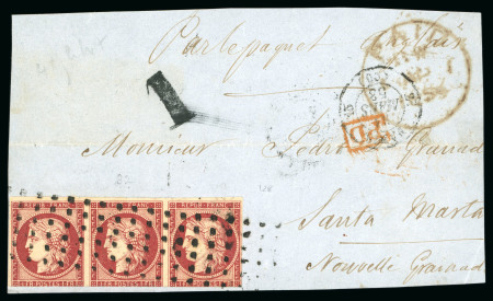 1853, Devant de lettre de Paris pour Santa Marta (Colombie)