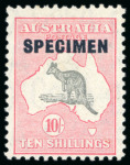 AUSTRALIA 1932-35 10sh to £2 with SPECIMEN overprint, mint hinge remainder, SG 136-38