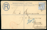 1894 (Oct 13) 2pi Registered envelope uprated with 1892-94 2pi from Larnaca