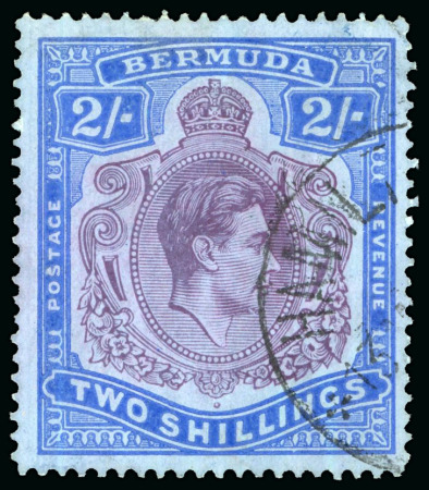 1938-53 2s Deep Purple & Ultramarine on grey blue, line perf. 14 1/4, showing variety "gash on chin"