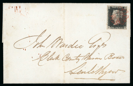 Stamp of Great Britain » 1840 1d Black and 1d Red plates 1a to 11 1840 (Nov 15) Wrapper sent within Scotland from Edinburgh to Linlithgow with 1840 1d black pl.4 FG