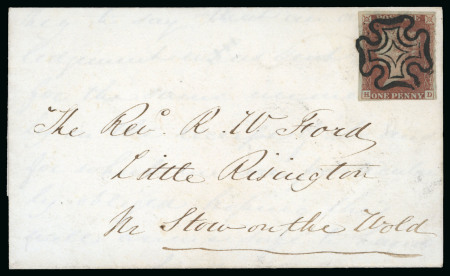 Stamp of Great Britain » 1840 1d Black and 1d Red plates 1a to 11 Cirencester: 1841 1d Red pl.11 HD, close to very good margins, tied to 1841 (June 18) lettersheet from Cirencester to Little Rissington