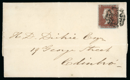 Stamp of Great Britain » 1841 1d Red 1842 (Sep 2) Entire with 1841 1d red pl.22 OB tied by distinctive "large diamond" Leeds Maltese Cross