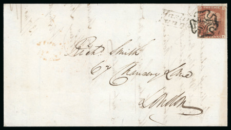 Stamp of Great Britain » 1840 1d Black and 1d Red plates 1a to 11 1841 1d Red pl.11 DK, fine to good margins, tied to 1841 (Aug) lettersheet from Haslingden (Lancashire) to London by "Haslingden / Penny Post" hs 