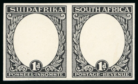 Stamp of South Africa » Union & Republic of South Africa 1926 1d Ship imperforate plate proof of the frame and plate proof of the central vignette, both in pairs