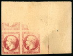 Stamp of France » Empire 1853-1862 1853, Bloc de 4 Empire non dentelé 1 franc carmin
