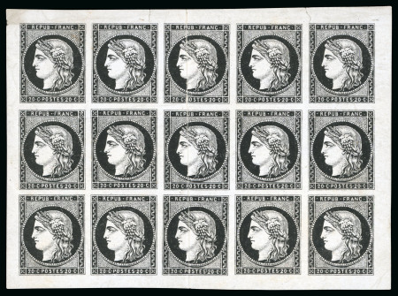 Stamp of France » Emission de Bordeaux 1870, Bloc report de 15 exemplaires Émission de Bordeaux