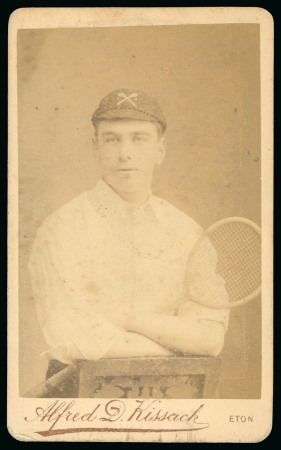 "Carte de Visite" photograph card of Real Tennis (Jeu de Paume) player Edwin Anthony Biedermann