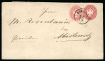 1864 ca. (Nov 15) Postal stationery 5kr rose envelope, uprated with 5kr pale rose, sent from Bochnia to Mysłowice