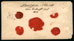 1863 Registered cover sent to London franked with a block of four 15kr blue, paying the registration fee 