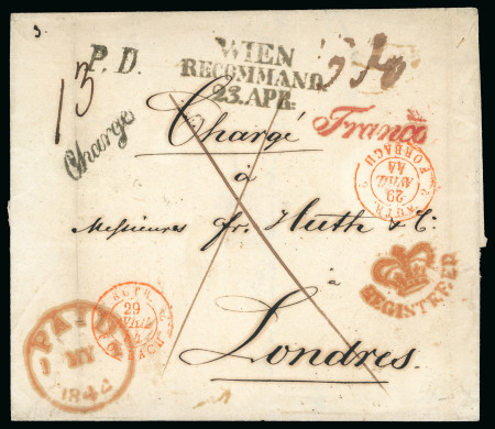 Stamp of Austria 1844 (Apr 23) Wrapper sent registered to London