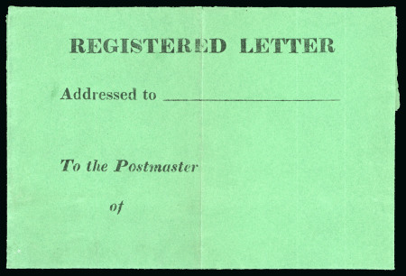 1830s Essay or proof of the Registered Letter green wrapper 