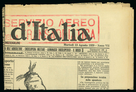 Stamp of Italy » Regno d'Italia » Posta Aerea 1929-33, tre giornali spediti per via aerea effettuata da editori con tre bolli grandi per il servizio aereo