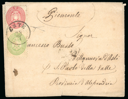 Stamp of Italian States » Lombardy Venetia Una delle solo sei o sette lettere note con un 3 s. + 5 s., unica da Este
