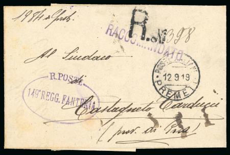 Stamp of Italy » Missions, Post Offices and Postal History Abroad » Albania 1919-20 "Poste Italiane/Premeti" and "Poste Italiane/Delvino" cds's on stampless letetr and postcard