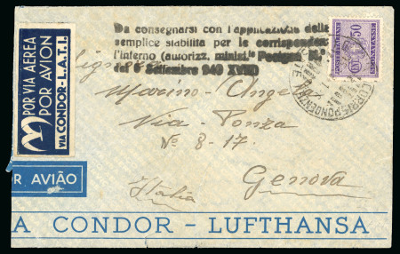 Stamp of Italy » Posta Militare » Seconda Guerra Mondiale 1941, lettera da Santos di un membro della nave "Conte Grande" internata in Brasile